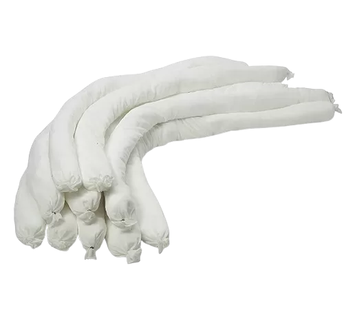 oil spill containment socks placed on floor to control and absorb oil leaks